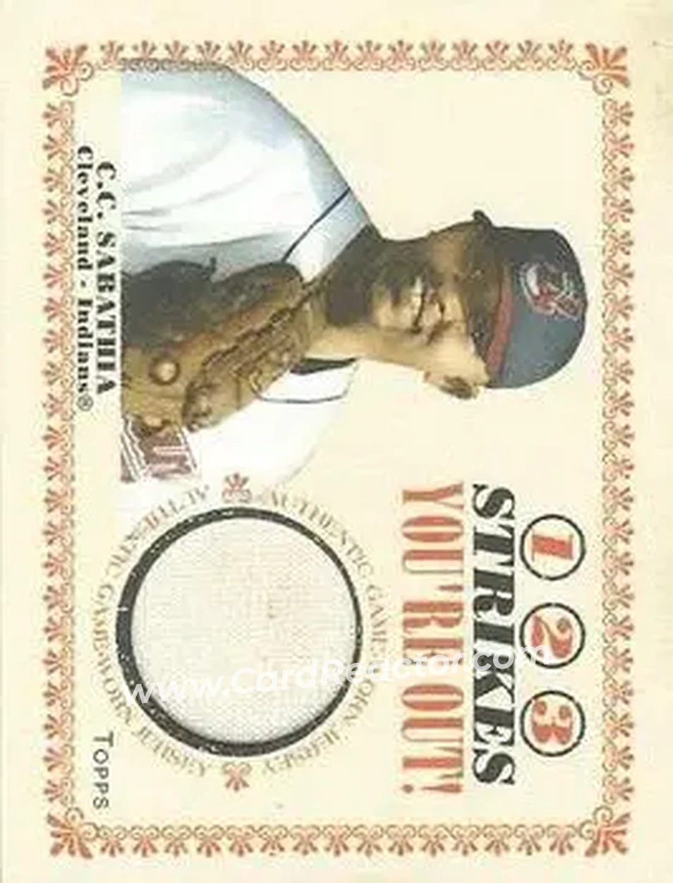 2004 Topps Cracker Jack - 1-2-3 Strikes You're Out Relics #SO-CCS - CC Sabathia - Cleveland Indians - Front