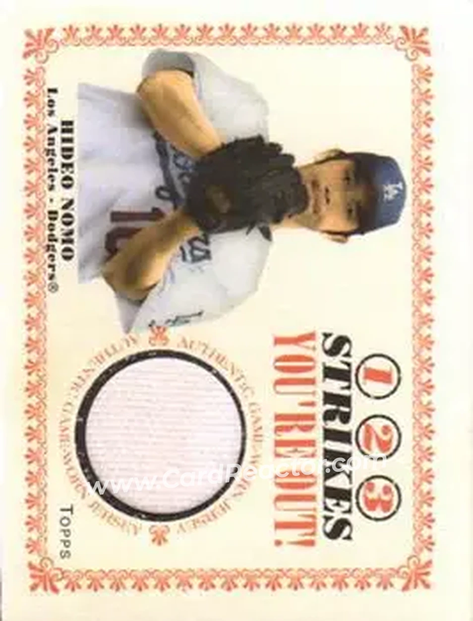 2004 Topps Cracker Jack - 1-2-3 Strikes You're Out Relics #SO-HN - Hideo Nomo - Los Angeles Dodgers - Front