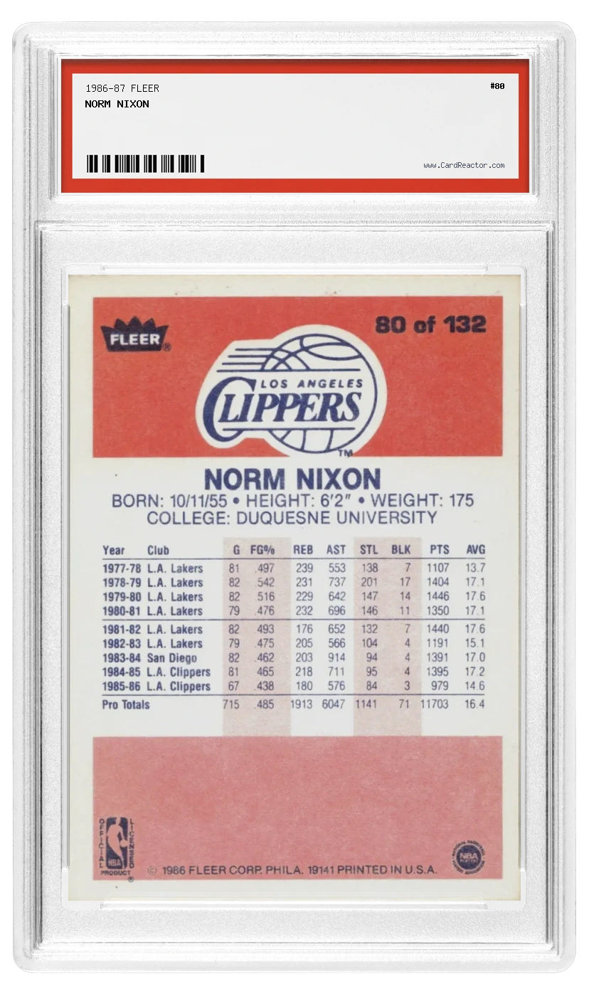 Verso de Norm Nixon
